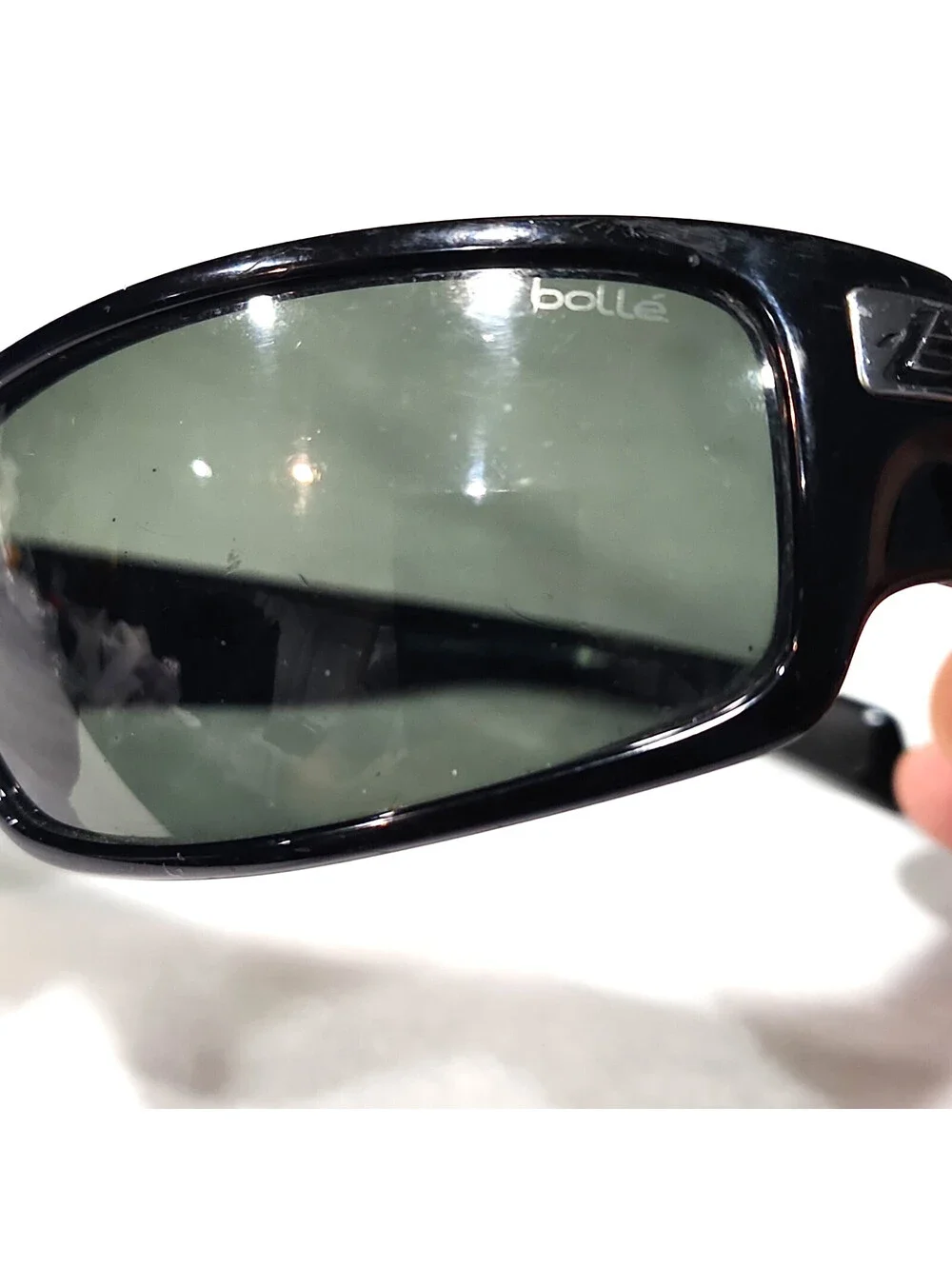 Bolle Black Rectangle Gray Wrap Sunglasses